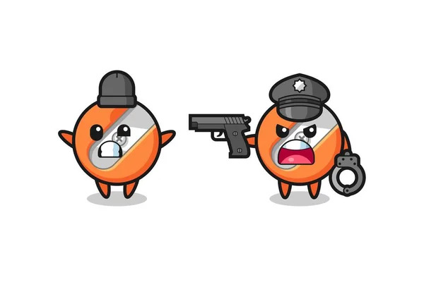 Illustration Pencil Sharpener Robber Hands Pose Caught Police Cute Style — 图库矢量图片