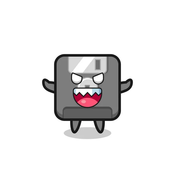 Illustration Evil Floppy Disk Mascot Character Cute Style Design Shirt — Stock Vector