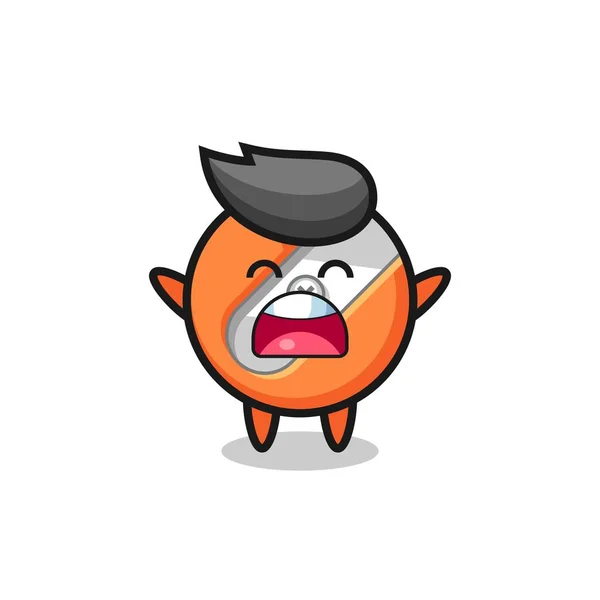Cute Pencil Sharpener Mascot Yawn Expression Cute Style Design Shirt — 图库矢量图片