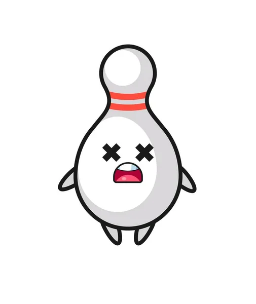 Mrtvý Bowling Pin Maskot Postava Roztomilý Styl Design Pro Tričko — Stockový vektor