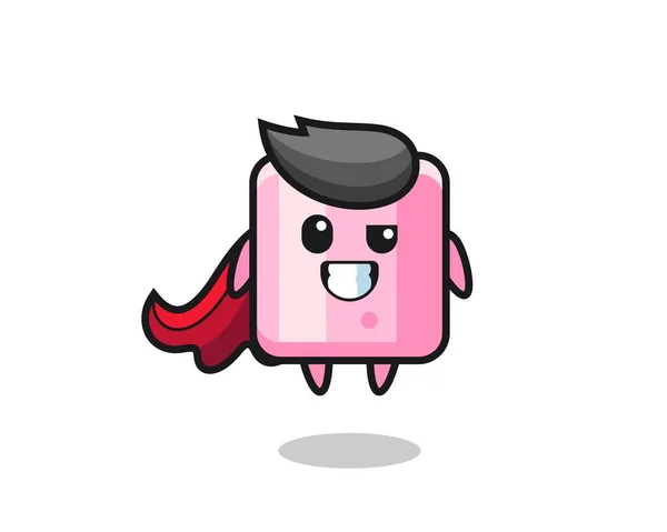 Personagem Bonito Marshmallow Como Super Herói Voador Design Estilo Bonito —  Vetores de Stock