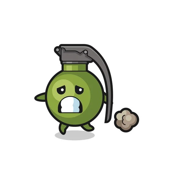 Illustration Grenade Cours Exécution Dans Peur Conception Style Mignon Pour — Image vectorielle