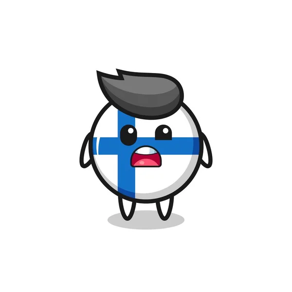 Cara Conmocionada Linda Mascota Insignia Bandera Finlandia Diseño Estilo Lindo — Archivo Imágenes Vectoriales