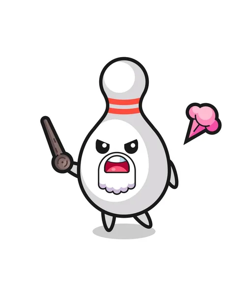 Bowling Pin Mignon Papy Met Colère Conception Style Mignon Pour — Image vectorielle