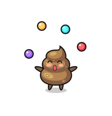 Boklu sirk çizgi filmi, top hokkabazlığı, tişört, çıkartma, logo elementi için şirin bir tasarım.