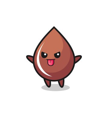 Yaramaz çikolata damlası karakteri dalga geçme pozunda, tişört, çıkartma, logo elementi için şirin tasarım