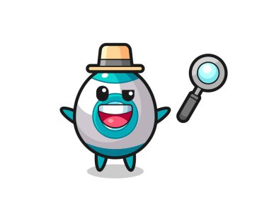 Bir davayı çözmeyi başaran bir dedektif olarak roket maskotunun tasviri, tişört, çıkartma, logo elementi için şirin bir tasarım.