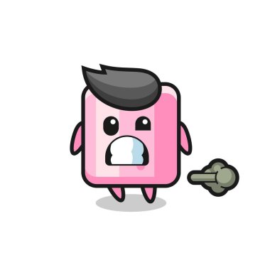 Marshmallow çizgi filminin osuruğu, tişört, etiket, logo elementi için şirin bir tasarımı.