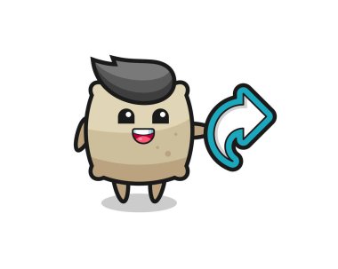 Şirin çuval sosyal medya paylaşımı sembolü, tişört, etiket, logo ögesi için şirin biçim tasarımı