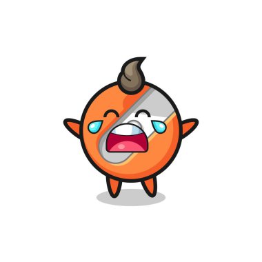 Ağlayan kalem açacağının çizimi şirin bebek, tişört, çıkartma, logo elementi için şirin tasarım