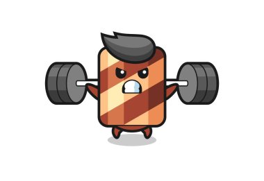 Tişört, etiket, logo elementi için sevimli bir tasarım olan dev bir kurşun kalem üzerinde gezinen gofret maskotu çizimi