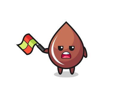 Çizgi film hakimi olarak çikolatalı çizgi film. Bayrağı 45 derecelik açıyla kaldırın. Tişört, çıkartma, logo elementi için şirin bir tasarım yapın.