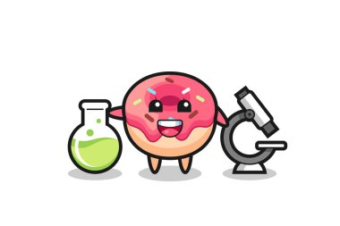 Bir bilim adamı olarak, maskot rolünde donut.