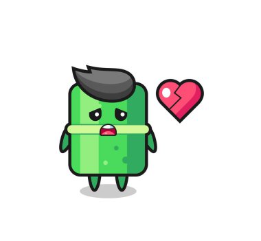 Bambu karikatür çizimi kırık kalptir, tişört, çıkartma, logo elementi için şirin bir tasarım.