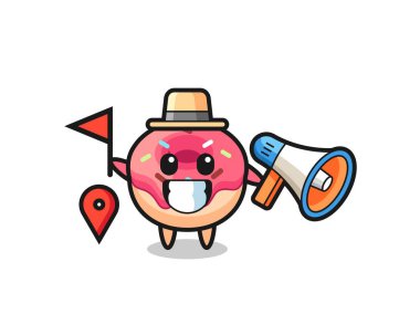 Tur rehberi olarak donut karikatürü.