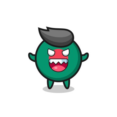 Şeytani bangladeş bayrak maskotu karakteri, tişört, çıkartma, logo elementi için şirin tasarım.