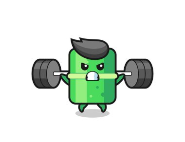 Halterli bambu maskot çizgi filmi, tişört, çıkartma, logo elementi için şirin bir tasarım.