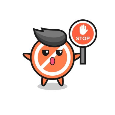 Dur işareti illüstrasyonunda dur işareti, t-shirt, etiket, logo ögesi için şirin tasarım