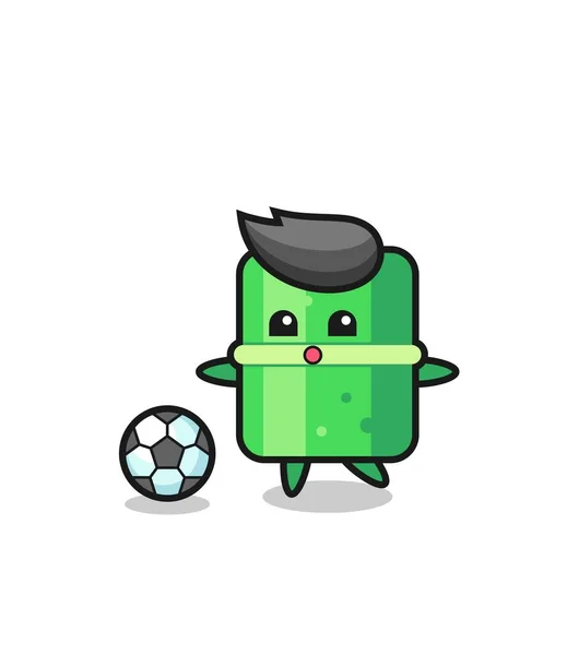 Illustration Bamboo Cartoon Playing Soccer Cute Style Design Shirt Sticker — Stock Vector