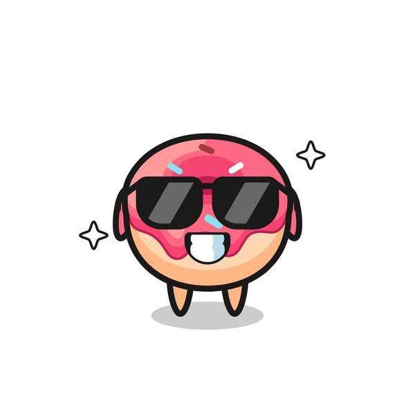 卡通吉祥物甜甜圈与冷静的姿态 — 图库矢量图片