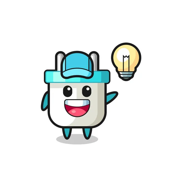 Electric Plug Character Cartoon Getting Idea — Stock Vector