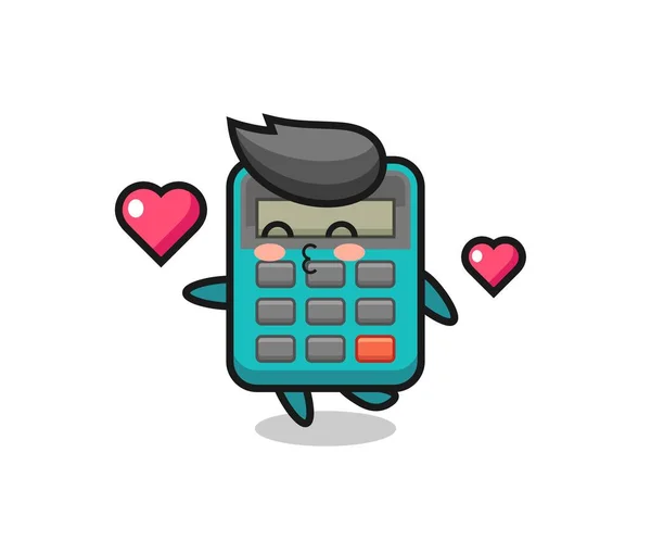 Calculator Character Cartoon Kissing Gesture Cute Style Design Shirt Sticker — Stock Vector