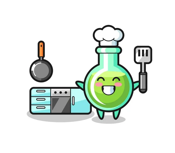 Lab Beakers Character Illustration Chef Cooking Cute Style Design Shirt — Stock Vector