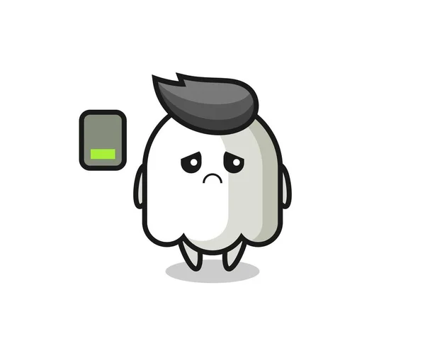 Personaje Mascota Fantasma Haciendo Gesto Cansado Lindo Diseño Estilo Para — Vector de stock
