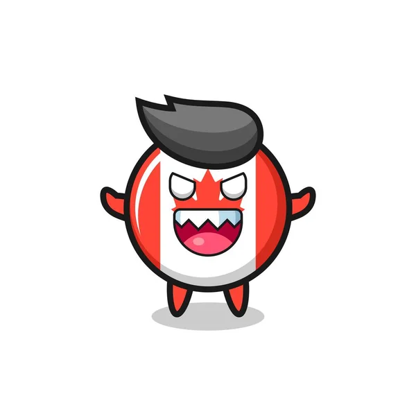 Illustration Personnage Mascotte Drapeau Canada Mal Conception Style Mignon Pour — Image vectorielle