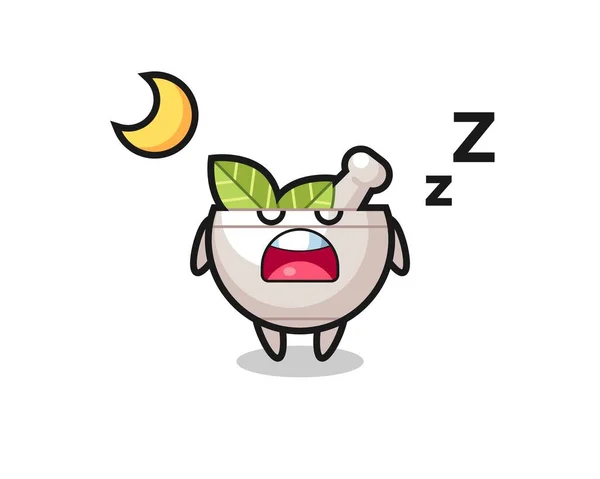 Illustration Personnage Bol Base Plantes Dormir Nuit Conception Style Mignon — Image vectorielle