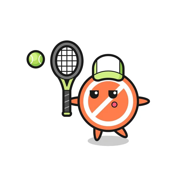 Cartoon Charakter Des Stoppschildes Als Tennisspieler Niedliches Design Für Shirt — Stockvektor