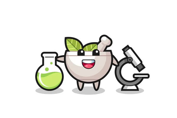 Caractère Mascotte Bol Base Plantes Tant Que Scientifique Design Style — Image vectorielle