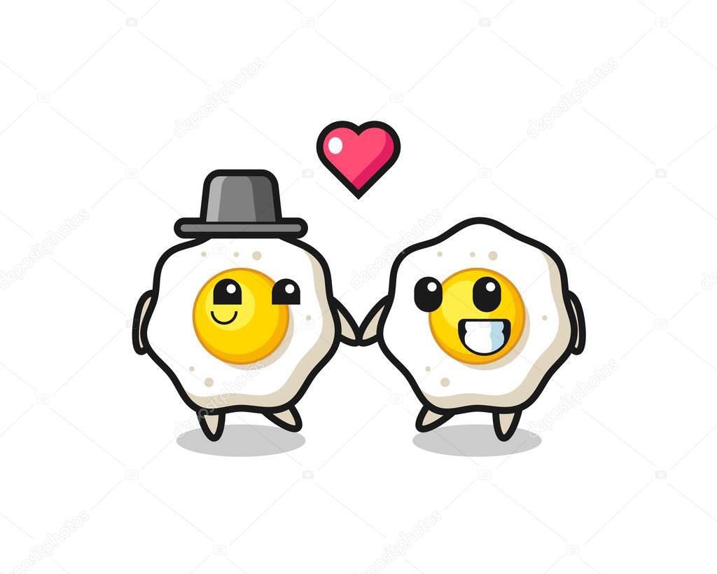 fried egg cartoon character couple with fall in love gesture , cute style design for t shirt, sticker, logo element