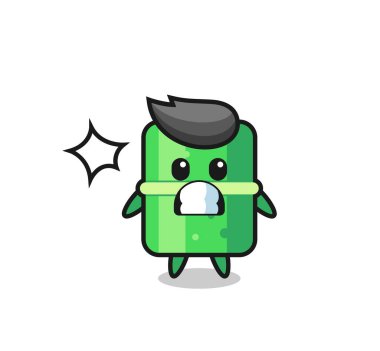 Bambu karakter karikatürü şok edici bir jest, tişört, çıkartma, logo elementi için şirin bir tasarım.