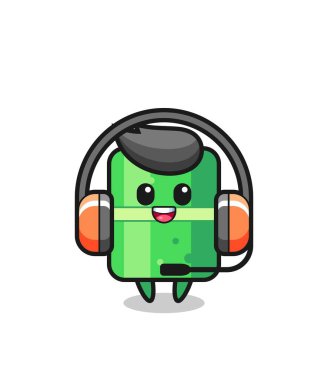 Müşteri hizmetleri olarak bambunun çizgi film maskotu tişört, etiket ve logo elementleri için şirin bir tasarım.