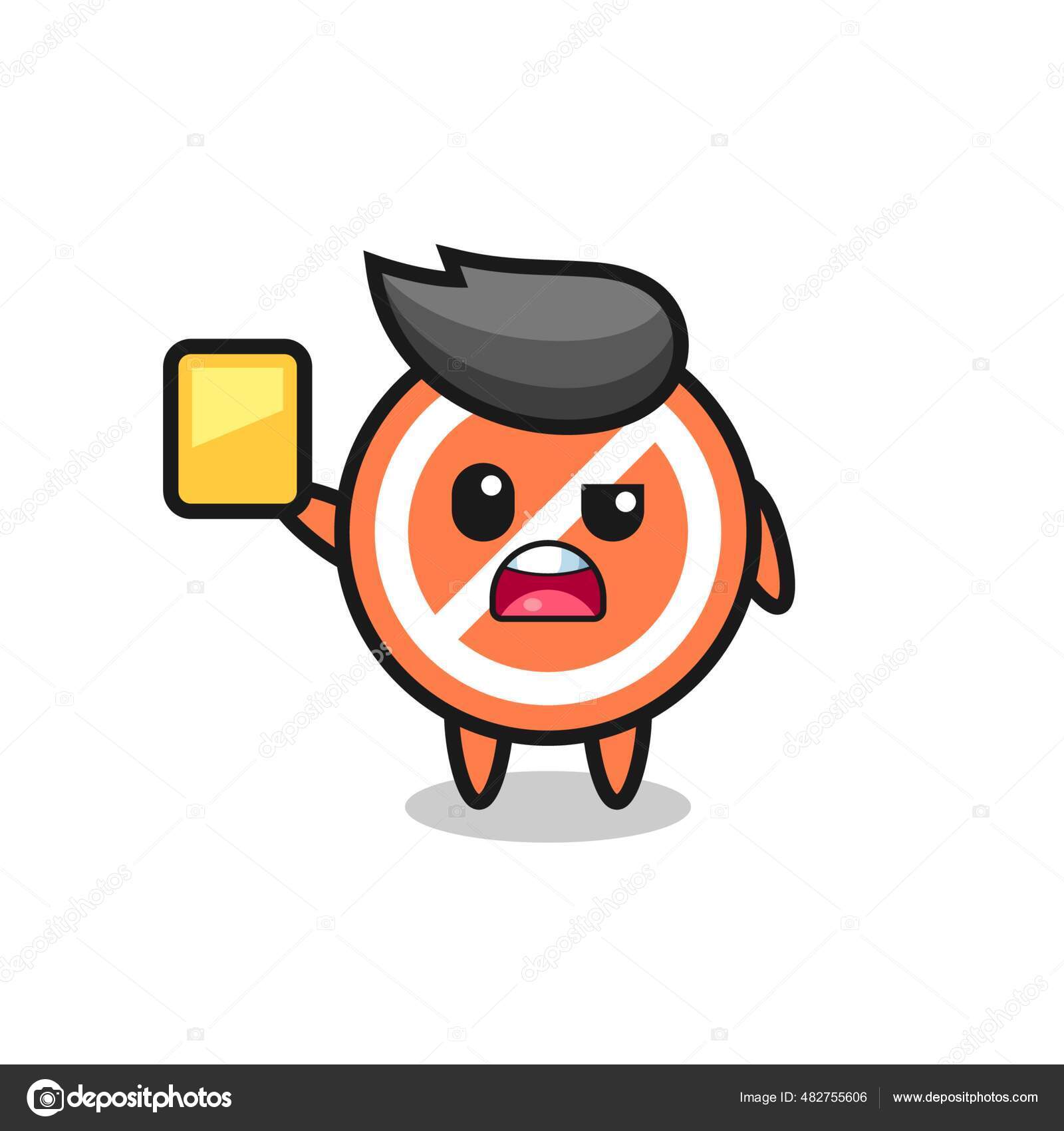 Karakter Tanda Berhenti Kartun Sebagai Wasit Sepak Bola Memberikan Kartu Stok Vektor C Heriyusuf Rap Gmail Com 482755606