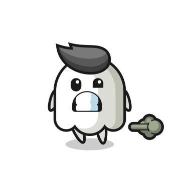 Hayalet çizgi filminin osurması, tişört, çıkartma, logo elementi için şirin bir tasarım.