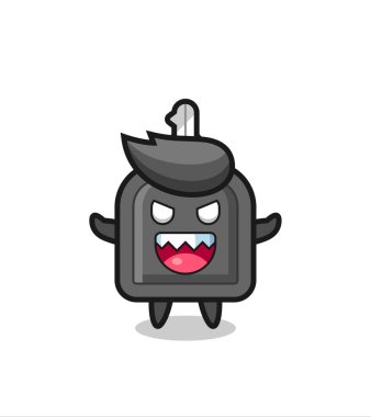 Şeytani araba anahtar maskotu karakteri, tişört, çıkartma, logo elementi için şirin bir tasarım