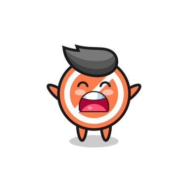 Esneme ifadesi olan şirin dur işareti maskotu, tişört, çıkartma, logo elementi için şirin tasarım.