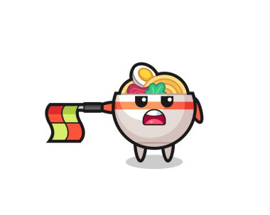 Erişte kasesi karakteri çizgi hakemi olarak bayrağı yatay tutun.