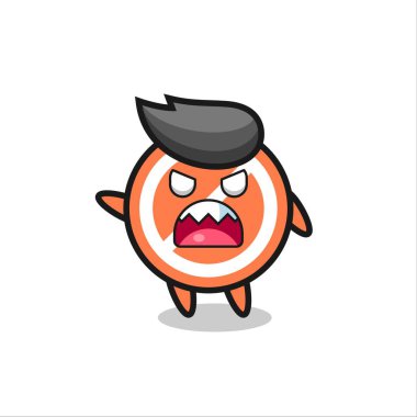 Çok kızgın bir duruş içinde şirin dur işareti çizgi filmi, tişört, çıkartma, logo elementi için şirin bir tasarım