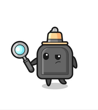 Araba anahtarı dedektifi bir davayı inceliyor. Tişört, çıkartma, logo elementi için şirin bir tasarım.