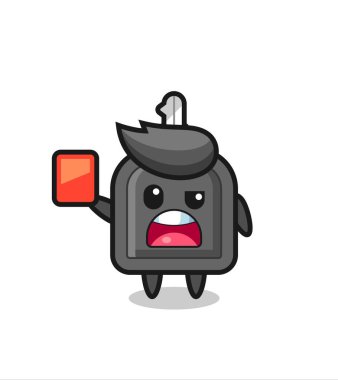 araba anahtarı sevimli maskot hakem kırmızı kart veriyor, tişört, çıkartma, logo elementi için şirin tasarım