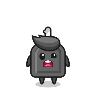 Şirin araba anahtar maskotunun şok olmuş yüzü, tişört, çıkartma, logo elementi için şirin bir tasarım.