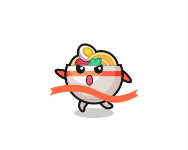 Şirin erişte kasesi illüstrasyonu sona yaklaşıyor, tişört, çıkartma, logo elementi için şirin bir tasarım.