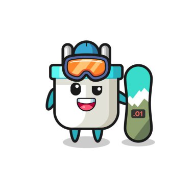 Snowboard stili elektrikli fiş karakteri, tişört, çıkartma, logo elementi için şirin bir tasarım.
