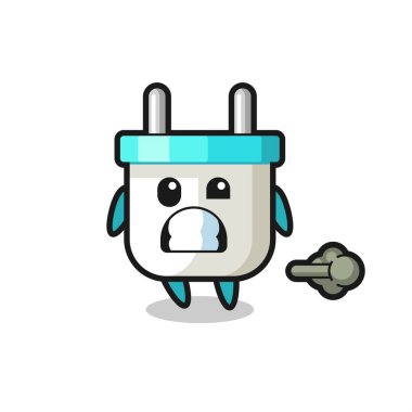 Osuran elektrik prizi karikatürü, tişört, çıkartma, logo elementi için şirin bir tasarım.