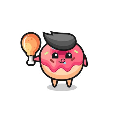 Tatlı çörek maskotu kızarmış tavuk yiyor.