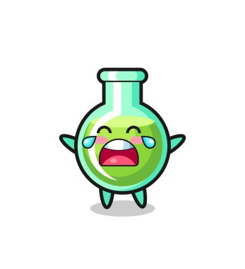 Ağlayan laboratuvar deney şişelerinin çizimi şirin bebek, tişört, çıkartma, logo elementi için şirin tasarım