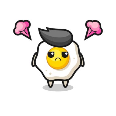 Sevimli kızarmış yumurta çizgi film karakterinin rahatsız edici ifadesi, tişört, etiket, logo elementi için şirin tasarım.